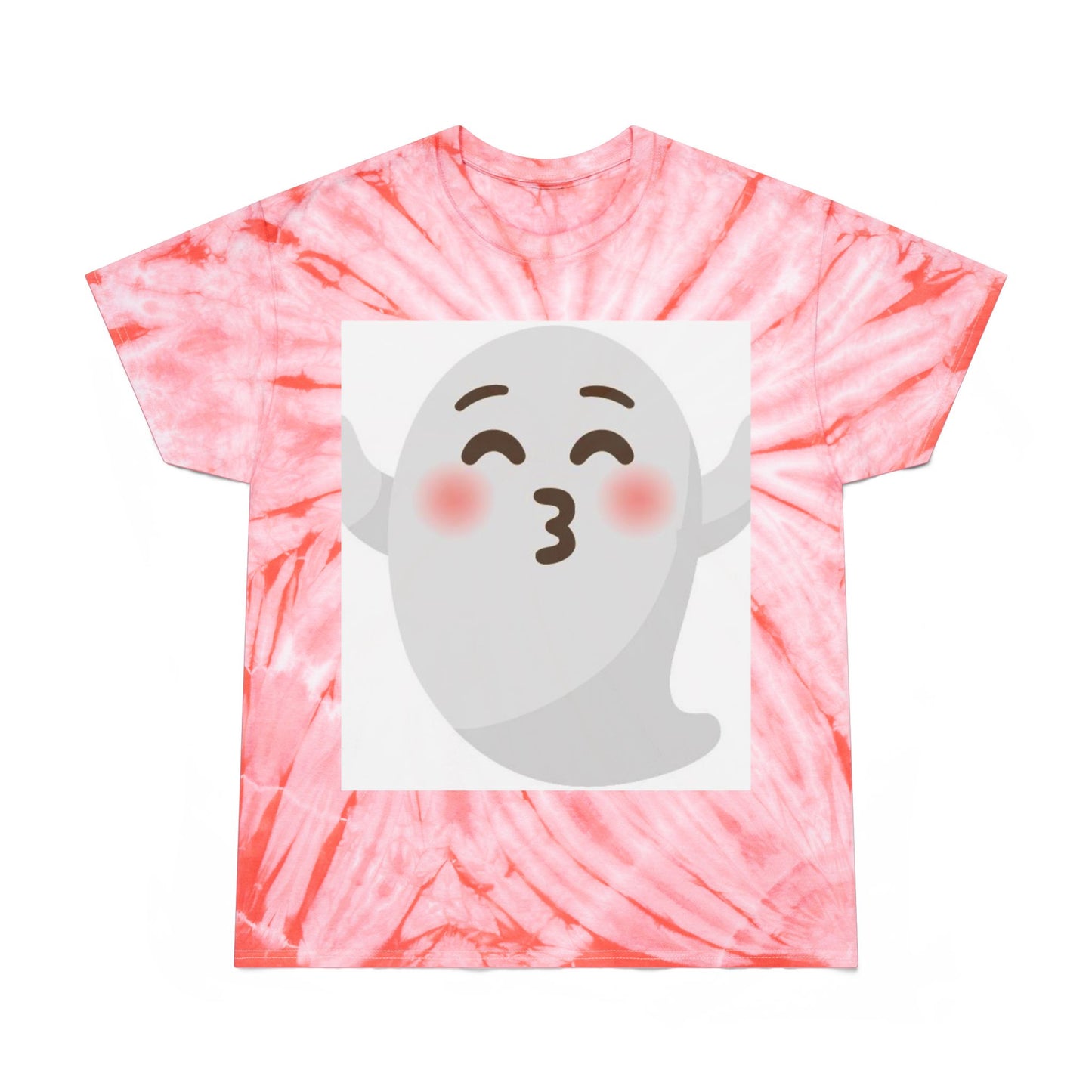 Joyful Tie-Dye Tee with Happy Ghost Design, Summer Vibes, Perfect for Halloween, Festivals, Cozy Casual Wear, Fun Gift Idea
