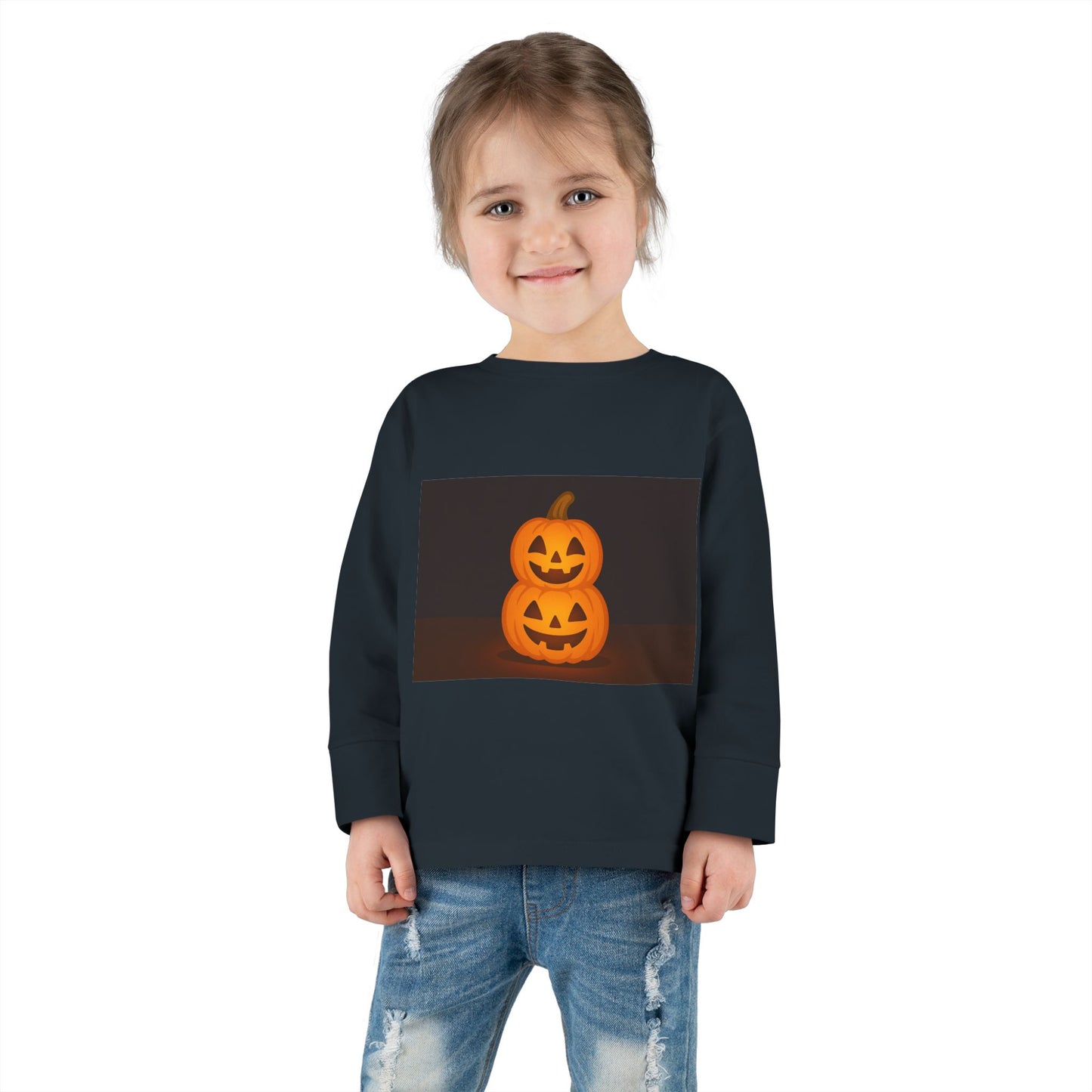 Halloween Pumpkin Toddler Long Sleeve Tee, Cute Kids Halloween Shirt, Pumpkin Shirt for Toddlers, Fall Apparel, Trick or Treat Outfit