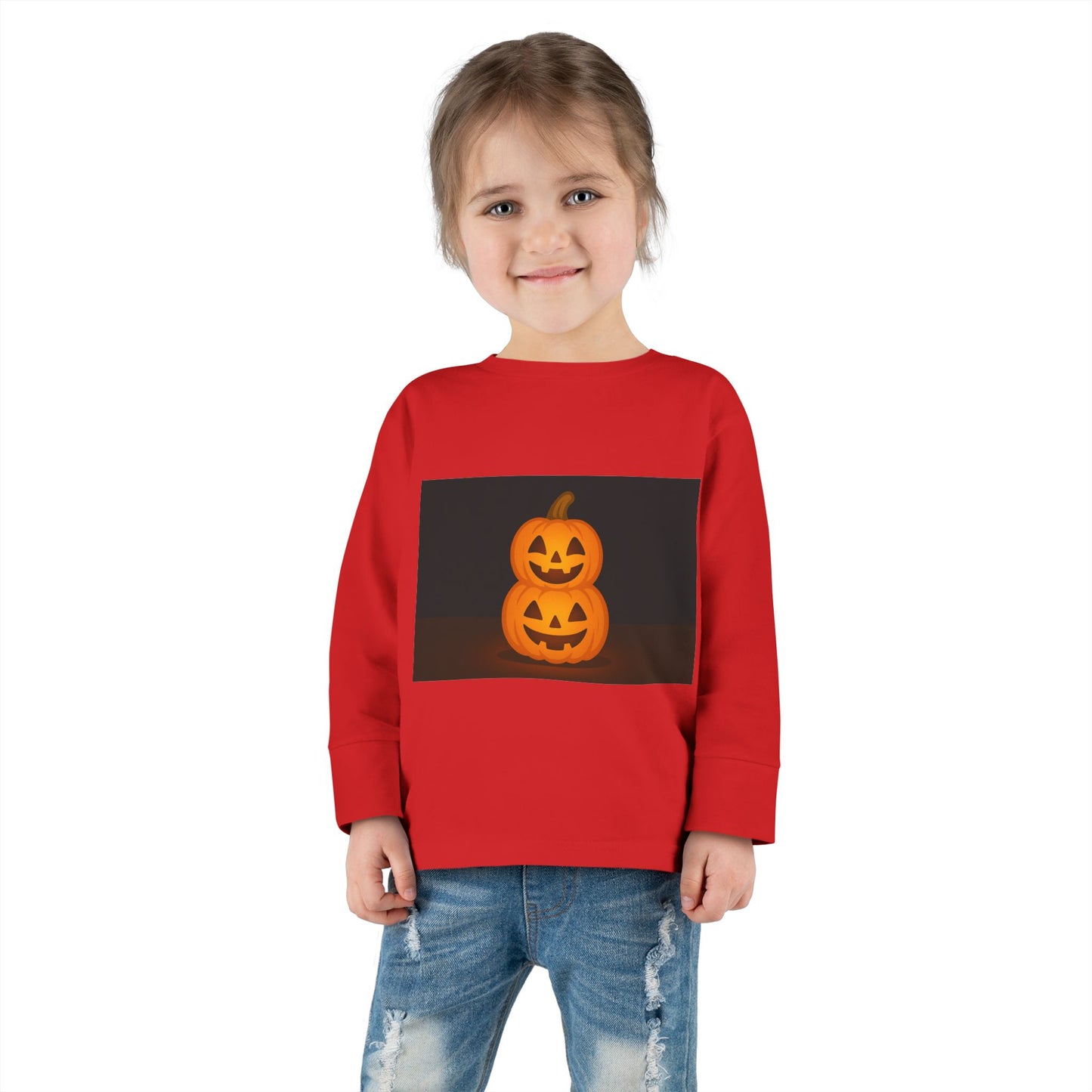 Halloween Pumpkin Toddler Long Sleeve Tee, Cute Kids Halloween Shirt, Pumpkin Shirt for Toddlers, Fall Apparel, Trick or Treat Outfit