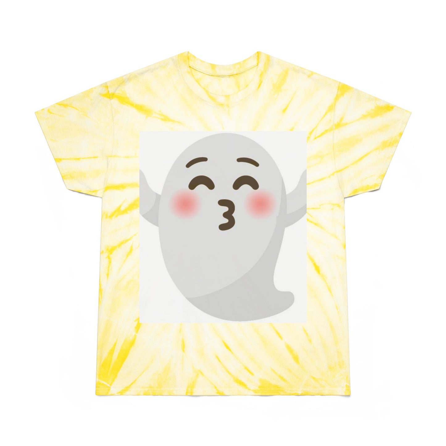 Joyful Tie-Dye Tee with Happy Ghost Design, Summer Vibes, Perfect for Halloween, Festivals, Cozy Casual Wear, Fun Gift Idea