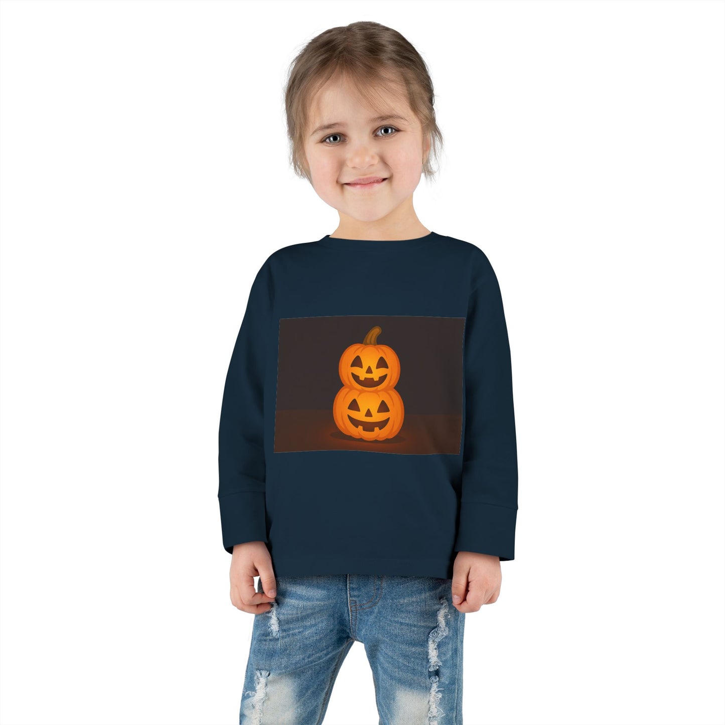 Halloween Pumpkin Toddler Long Sleeve Tee, Cute Kids Halloween Shirt, Pumpkin Shirt for Toddlers, Fall Apparel, Trick or Treat Outfit
