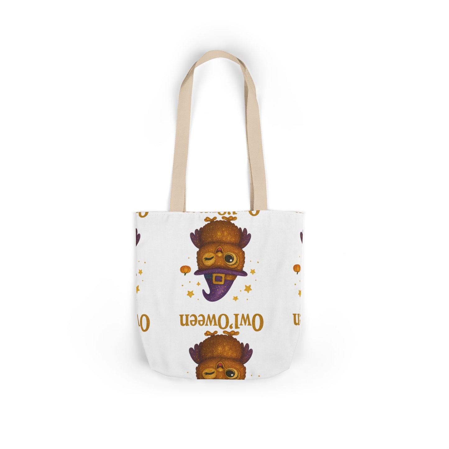 Owl'toWeen Canvas Tote Bag, Halloween Decor, Trick or Treat Bag, Autumn Accessories, Gift for Owl Lovers, Stylish Shopping Tote