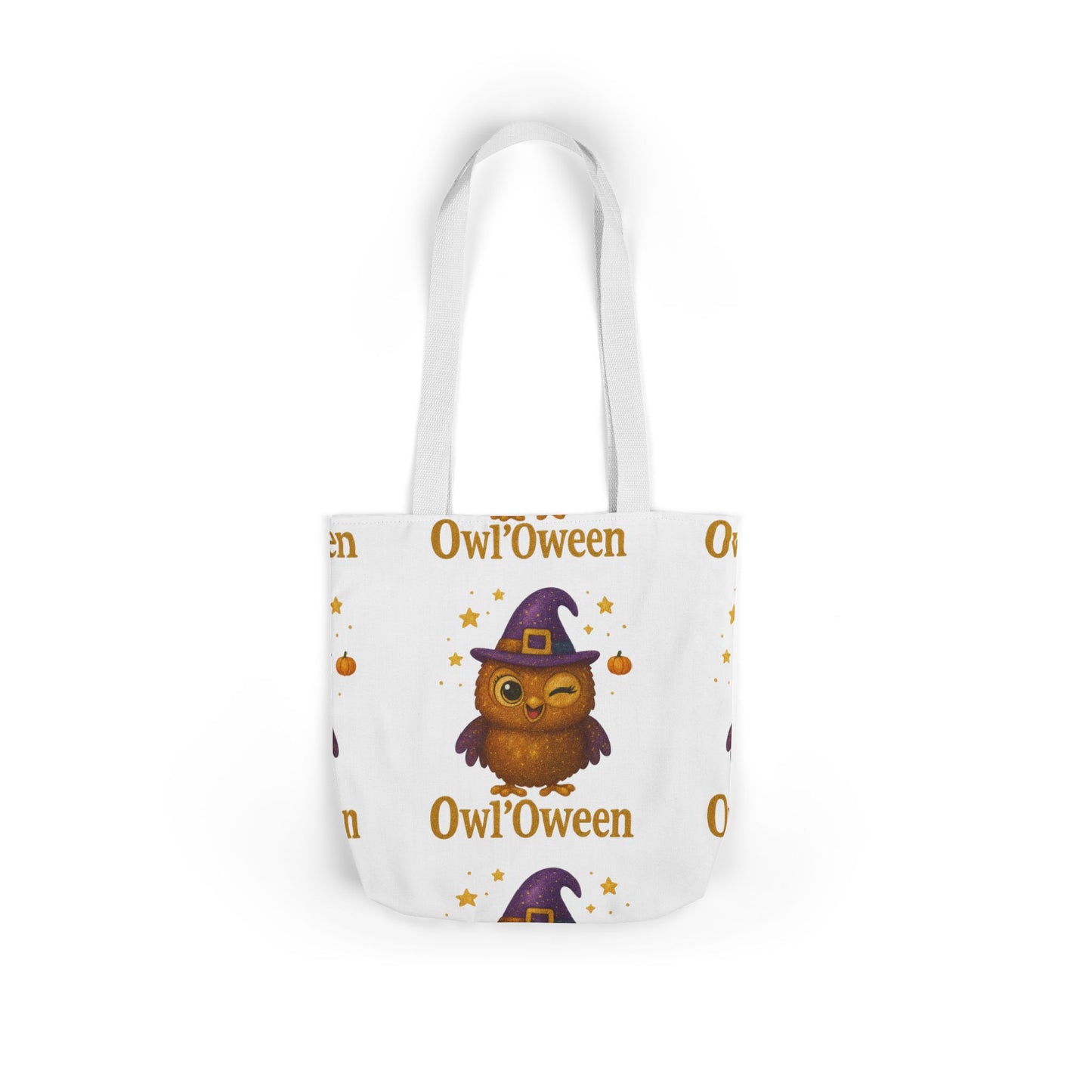 Owl'toWeen Canvas Tote Bag, Halloween Decor, Trick or Treat Bag, Autumn Accessories, Gift for Owl Lovers, Stylish Shopping Tote