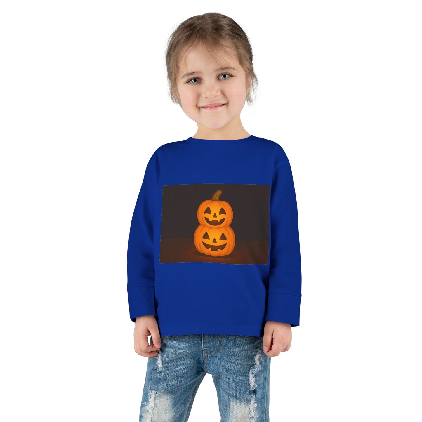 Halloween Pumpkin Toddler Long Sleeve Tee, Cute Kids Halloween Shirt, Pumpkin Shirt for Toddlers, Fall Apparel, Trick or Treat Outfit