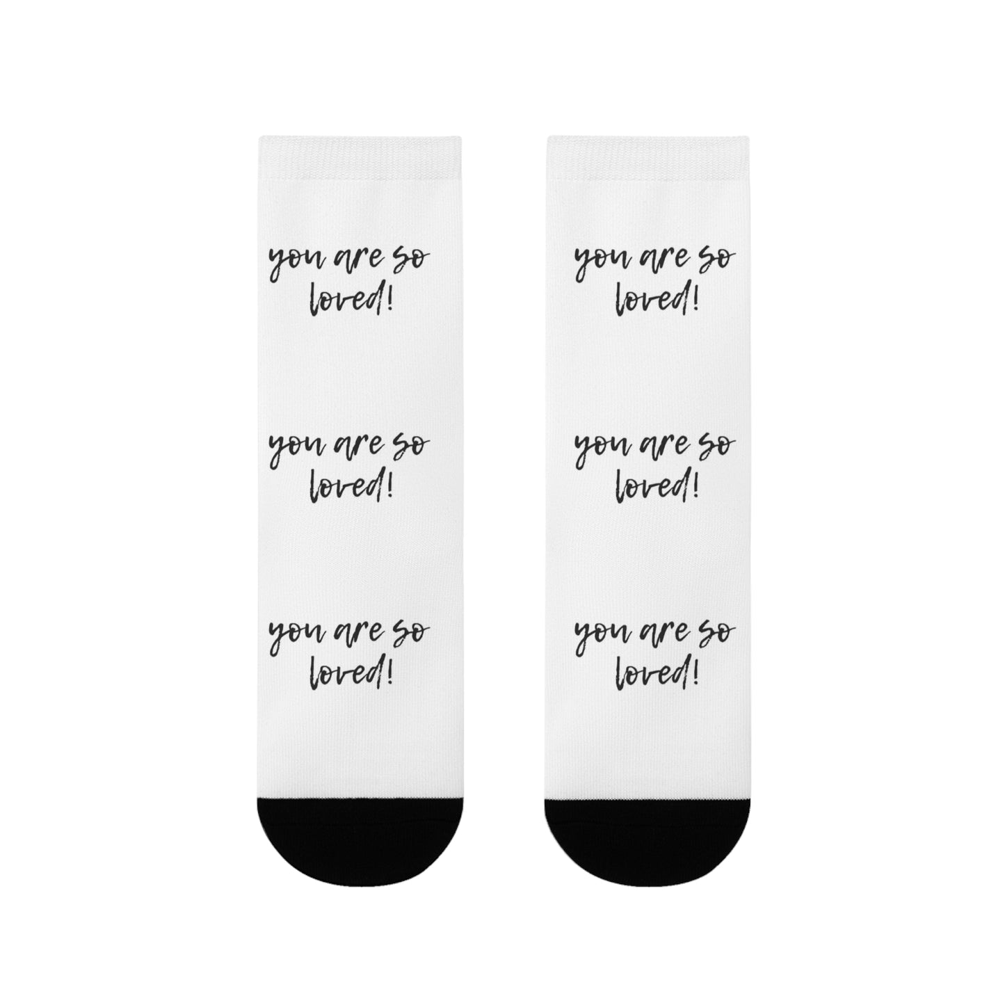 Sublimation Crew Socks - Inspirational Gift, Cozy Footwear, Cute Accessories for Friends, Birthday, Self-Care, You Are Loved!