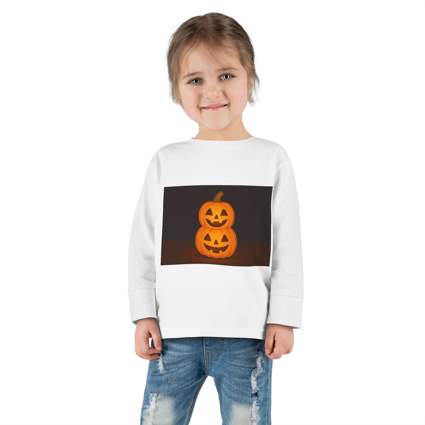 Halloween Pumpkin Toddler Long Sleeve Tee, Cute Kids Halloween Shirt, Pumpkin Shirt for Toddlers, Fall Apparel, Trick or Treat Outfit