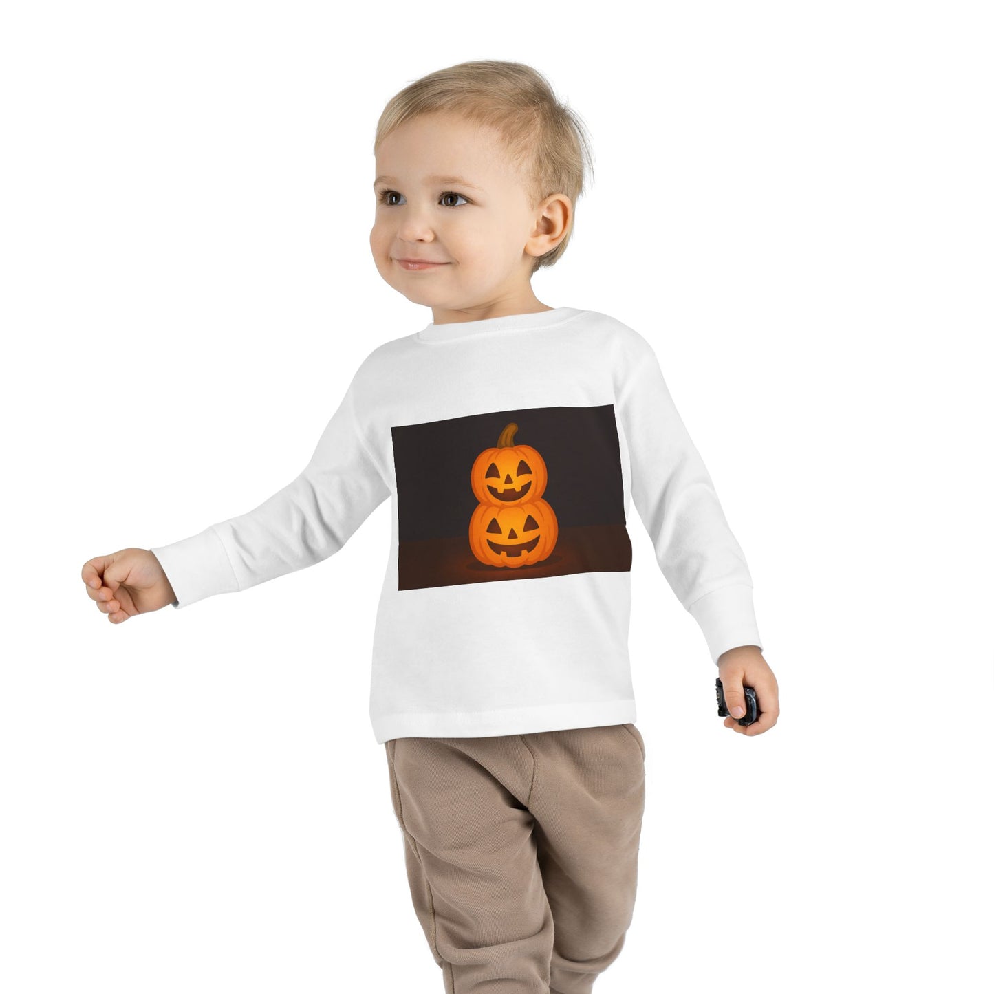 Halloween Pumpkin Toddler Long Sleeve Tee, Cute Kids Halloween Shirt, Pumpkin Shirt for Toddlers, Fall Apparel, Trick or Treat Outfit
