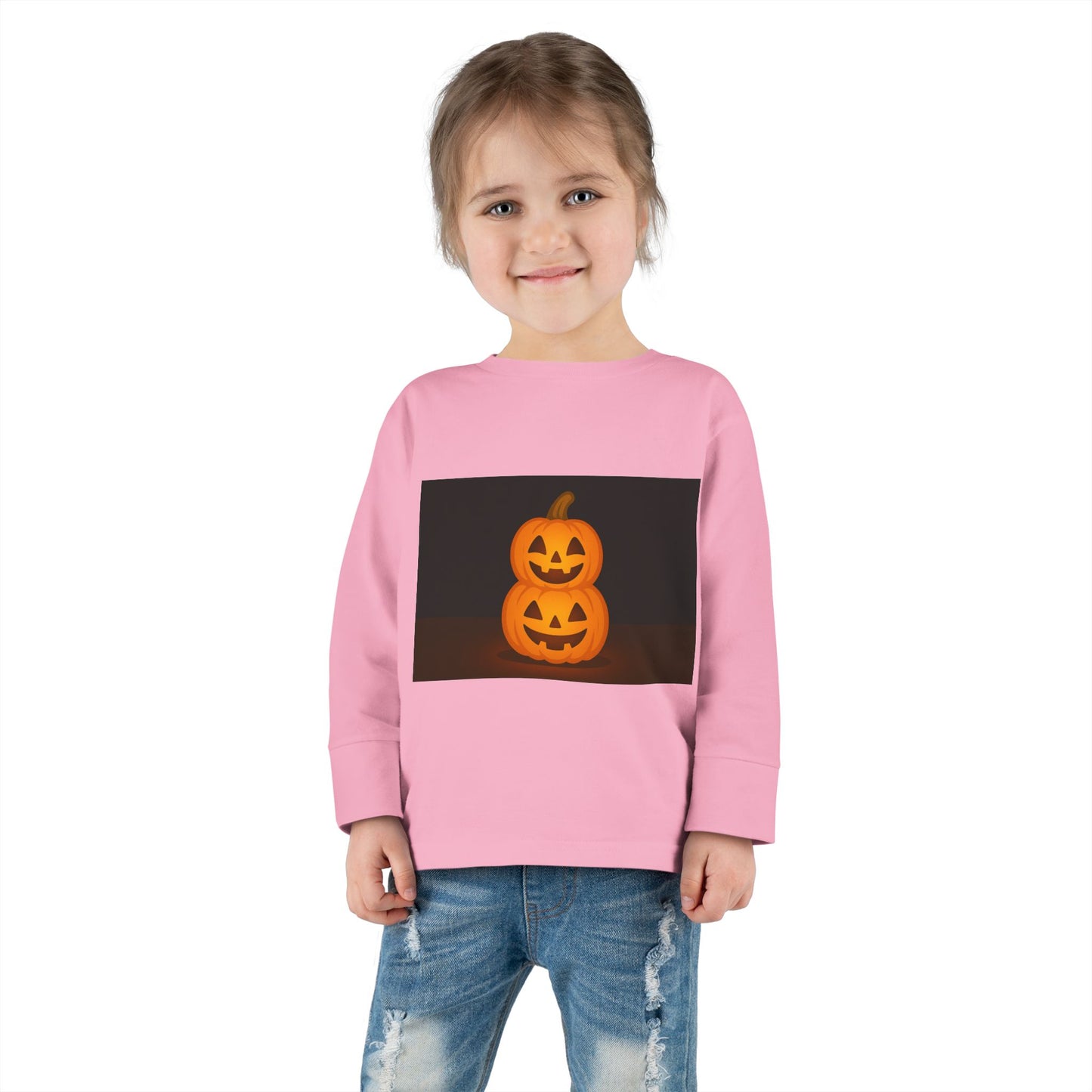 Halloween Pumpkin Toddler Long Sleeve Tee, Cute Kids Halloween Shirt, Pumpkin Shirt for Toddlers, Fall Apparel, Trick or Treat Outfit