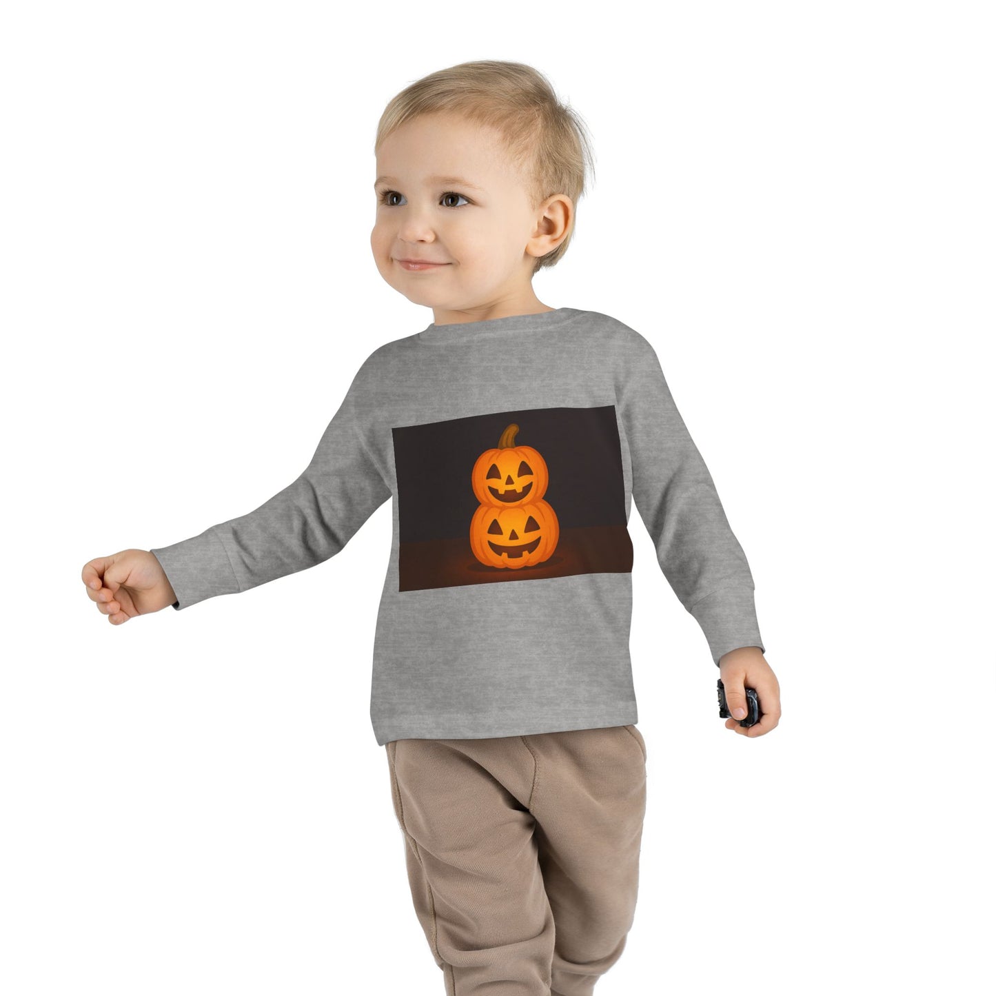 Halloween Pumpkin Toddler Long Sleeve Tee, Cute Kids Halloween Shirt, Pumpkin Shirt for Toddlers, Fall Apparel, Trick or Treat Outfit