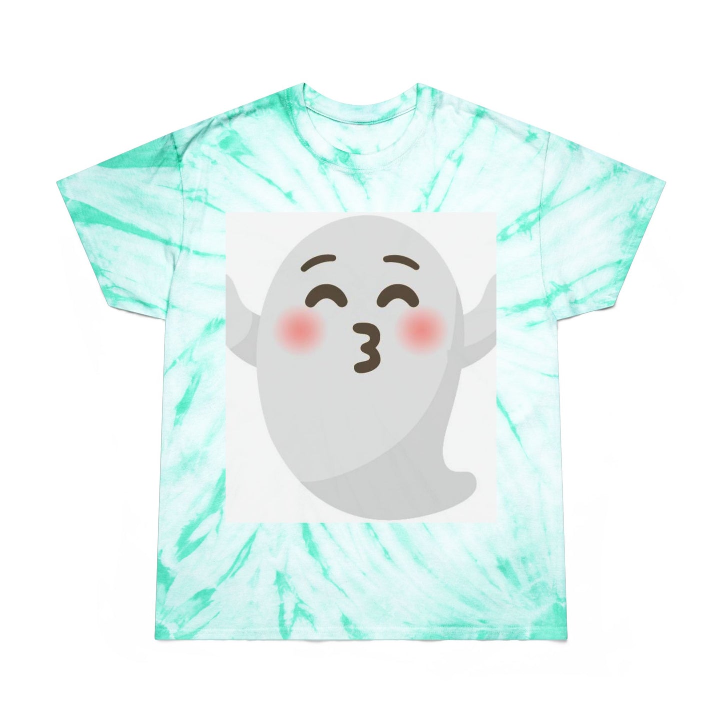Joyful Tie-Dye Tee with Happy Ghost Design, Summer Vibes, Perfect for Halloween, Festivals, Cozy Casual Wear, Fun Gift Idea