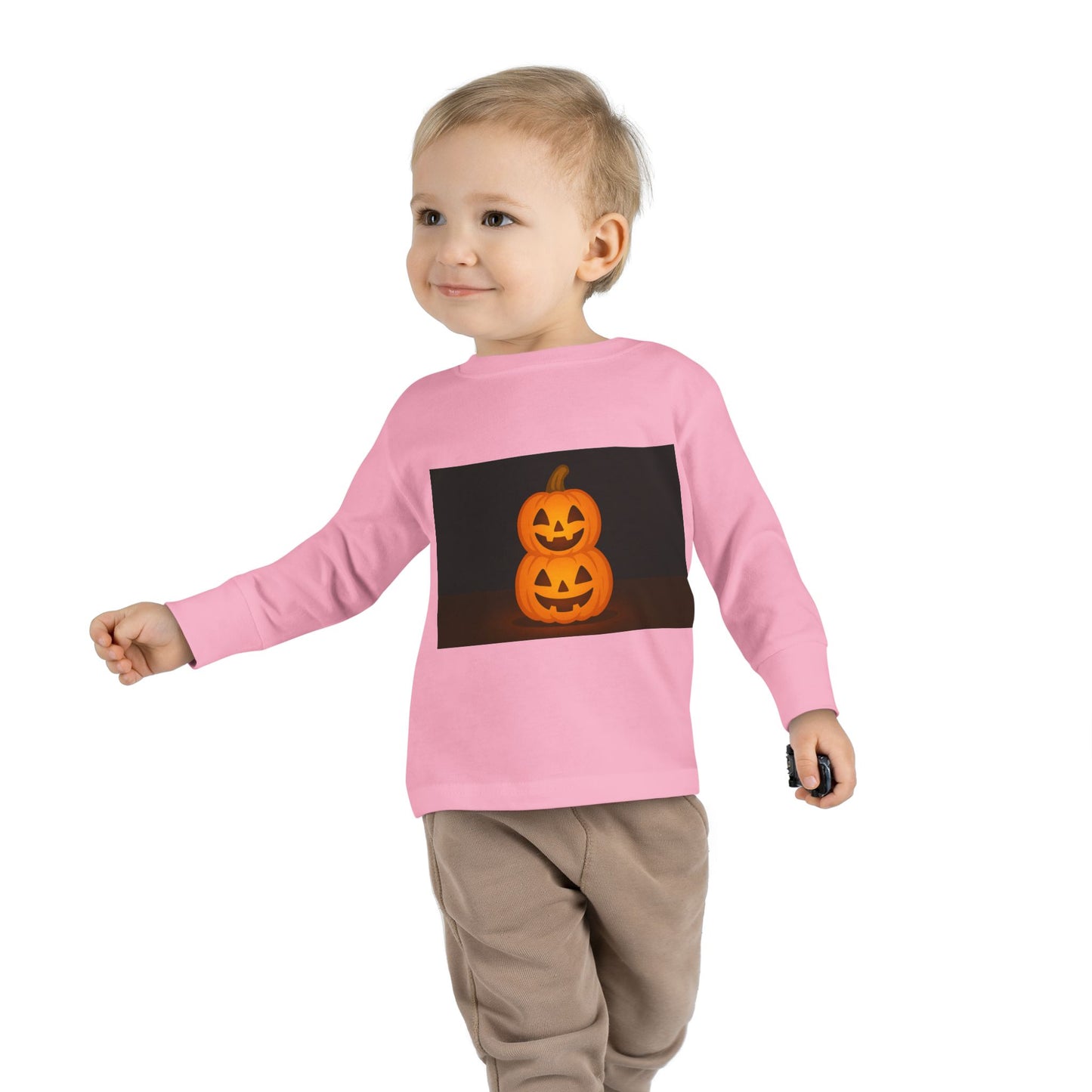 Halloween Pumpkin Toddler Long Sleeve Tee, Cute Kids Halloween Shirt, Pumpkin Shirt for Toddlers, Fall Apparel, Trick or Treat Outfit