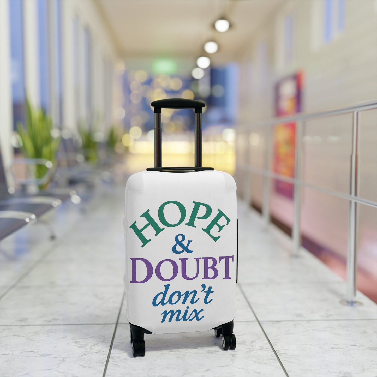 Inspirational Luggage Cover - "Hope & Doubt Don't Mix" Travel Accessory, Suitcase Protector, Gift for Travelers, Vacation Essentials, [...]