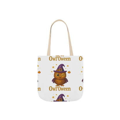 Owl'toWeen Canvas Tote Bag, Halloween Decor, Trick or Treat Bag, Autumn Accessories, Gift for Owl Lovers, Stylish Shopping Tote