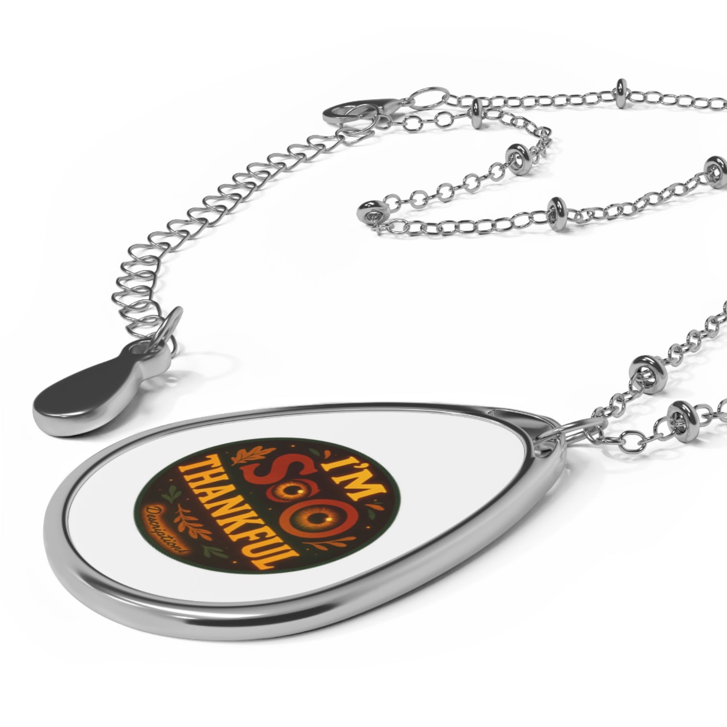 Thankful Oval Necklace, Gratitude Jewelry, Thanksgiving Gift, Simple Pendant, Everyday Wear, Appreciation Gift