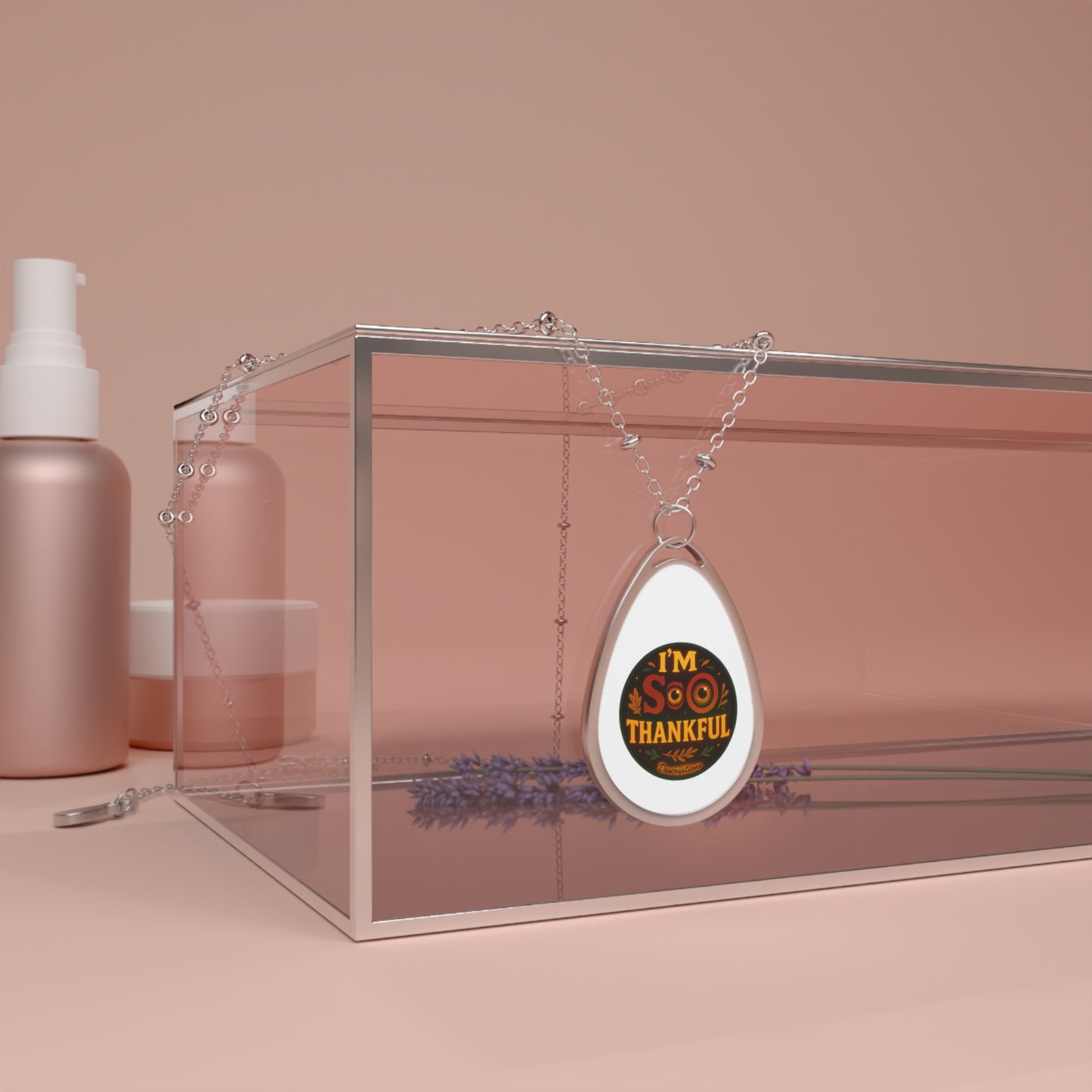 Thankful Oval Necklace, Gratitude Jewelry, Thanksgiving Gift, Simple Pendant, Everyday Wear, Appreciation Gift