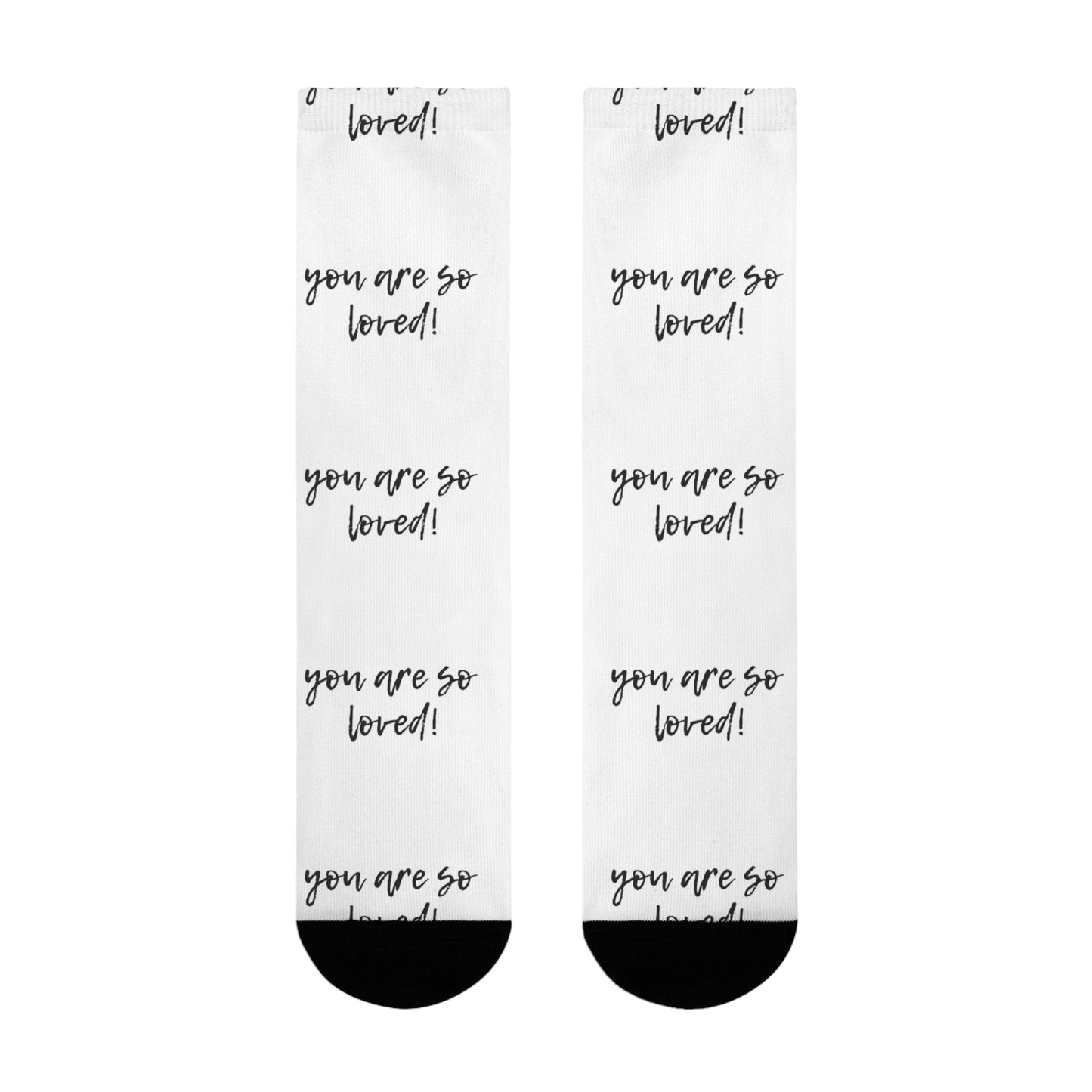 Sublimation Crew Socks - Inspirational Gift, Cozy Footwear, Cute Accessories for Friends, Birthday, Self-Care, You Are Loved!