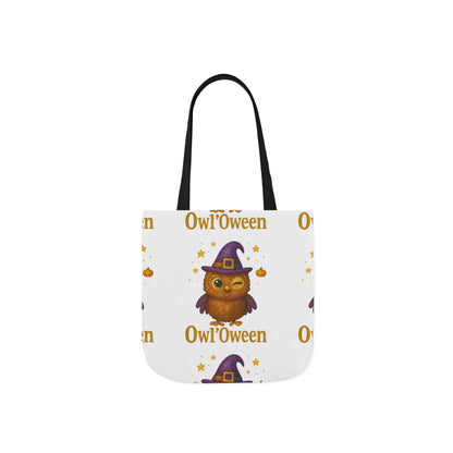 Owl'toWeen Canvas Tote Bag, Halloween Decor, Trick or Treat Bag, Autumn Accessories, Gift for Owl Lovers, Stylish Shopping Tote