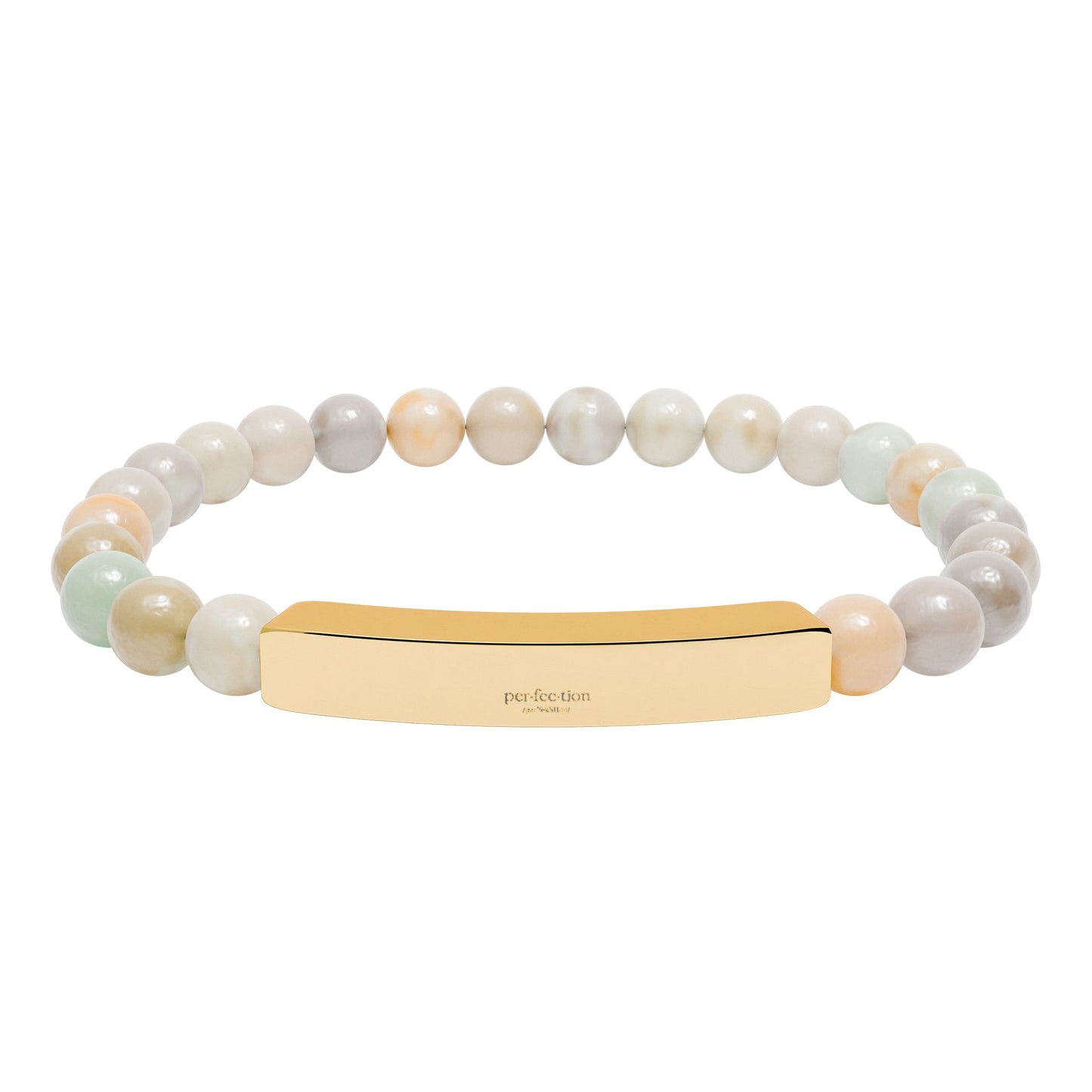 Natural Stone Stretch Bar Bracelet (Engraving)