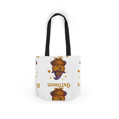 Owl'toWeen Canvas Tote Bag, Halloween Decor, Trick or Treat Bag, Autumn Accessories, Gift for Owl Lovers, Stylish Shopping Tote