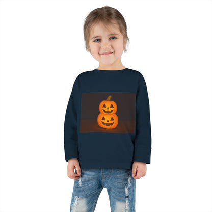 Halloween Pumpkin Toddler Long Sleeve Tee, Cute Kids Halloween Shirt, Pumpkin Shirt for Toddlers, Fall Apparel, Trick or Treat Outfit