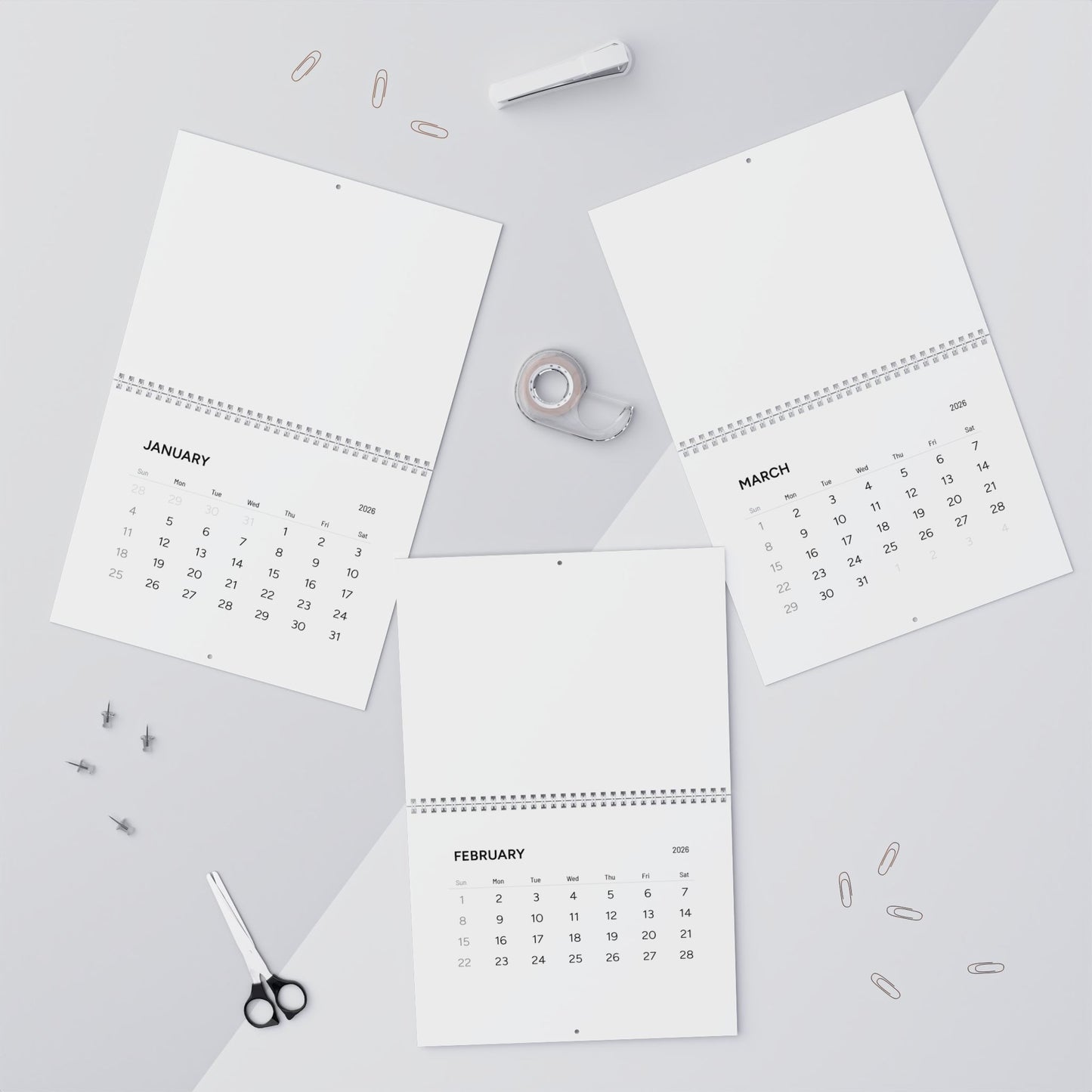 Minimalist Wall Calendar 2026 - Modern Decor, Home Organizer, Gift for Her, Daily Planner, Stylish Wall Art