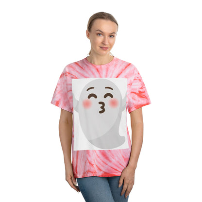 Joyful Tie-Dye Tee with Happy Ghost Design, Summer Vibes, Perfect for Halloween, Festivals, Cozy Casual Wear, Fun Gift Idea
