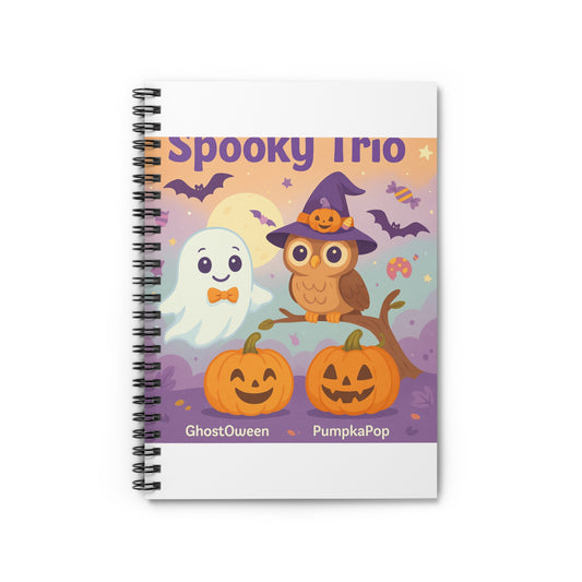 Halloween Spiral Notebook - Spooky Trio, Perfect for Students, Artists, Journaling, GhostQueen, PumpkinPop