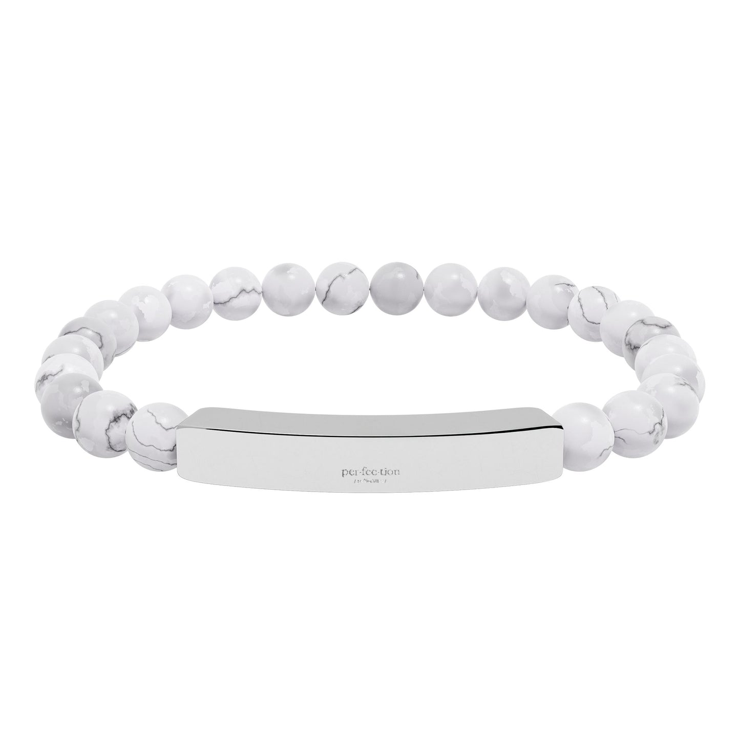 Natural Stone Stretch Bar Bracelet (Engraving)