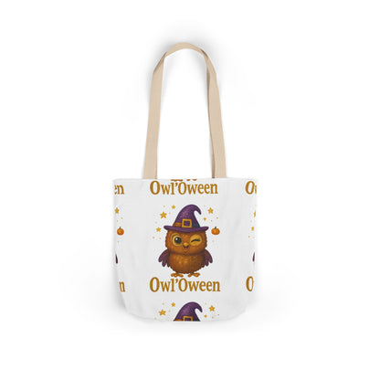 Owl'toWeen Canvas Tote Bag, Halloween Decor, Trick or Treat Bag, Autumn Accessories, Gift for Owl Lovers, Stylish Shopping Tote