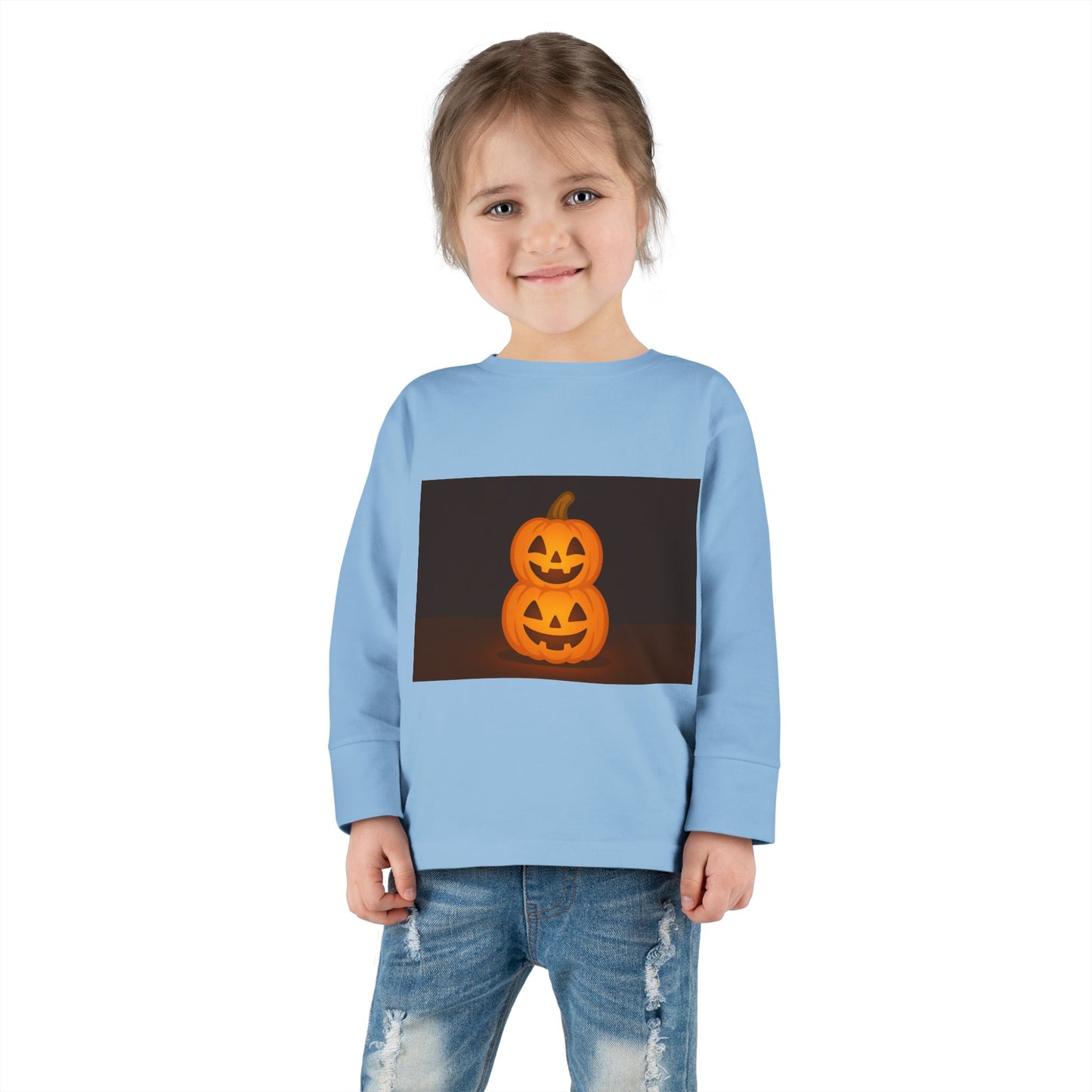 Halloween Pumpkin Toddler Long Sleeve Tee, Cute Kids Halloween Shirt, Pumpkin Shirt for Toddlers, Fall Apparel, Trick or Treat Outfit