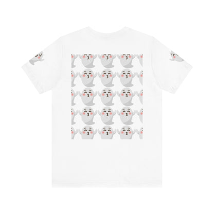 Cute Ghost Halloween Tee, Unisex Jersey Short Sleeve Tee, Halloween T-Shirt, Spooky Ghost Shirt, Fall Apparel, Trick or Treat Wear