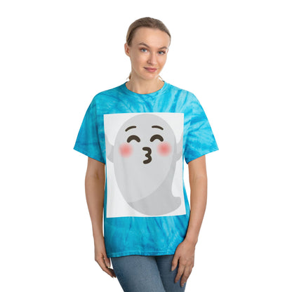 Joyful Tie-Dye Tee with Happy Ghost Design, Summer Vibes, Perfect for Halloween, Festivals, Cozy Casual Wear, Fun Gift Idea