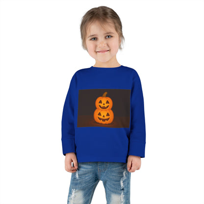 Halloween Pumpkin Toddler Long Sleeve Tee, Cute Kids Halloween Shirt, Pumpkin Shirt for Toddlers, Fall Apparel, Trick or Treat Outfit