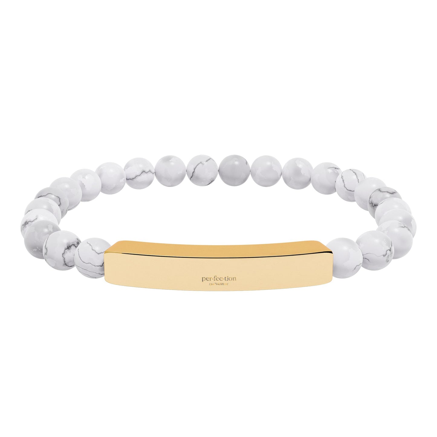 Natural Stone Stretch Bar Bracelet (Engraving)