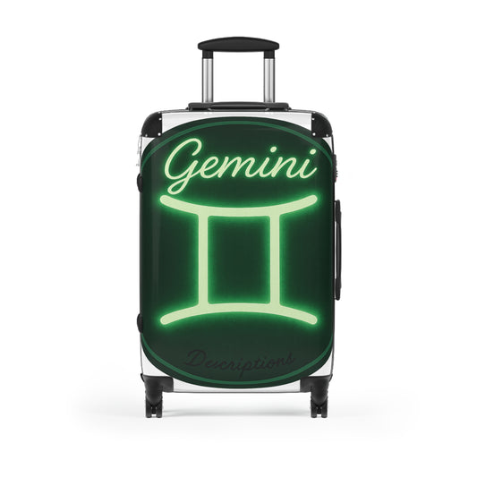 Gemini Travel Suitcase - Astrology Luggage, Horoscope Bag, Zodiac Travel Accessory, Personalized Gift for Gemini, Neon Design Suitcase