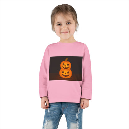 Halloween Pumpkin Toddler Long Sleeve Tee, Cute Kids Halloween Shirt, Pumpkin Shirt for Toddlers, Fall Apparel, Trick or Treat Outfit