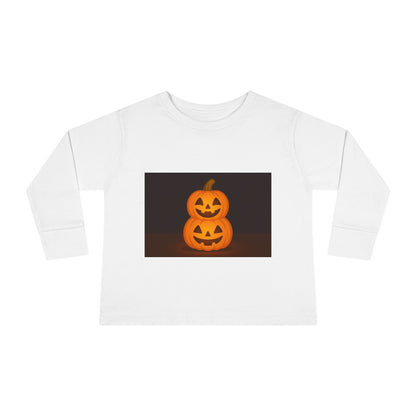 Halloween Pumpkin Toddler Long Sleeve Tee, Cute Kids Halloween Shirt, Pumpkin Shirt for Toddlers, Fall Apparel, Trick or Treat Outfit