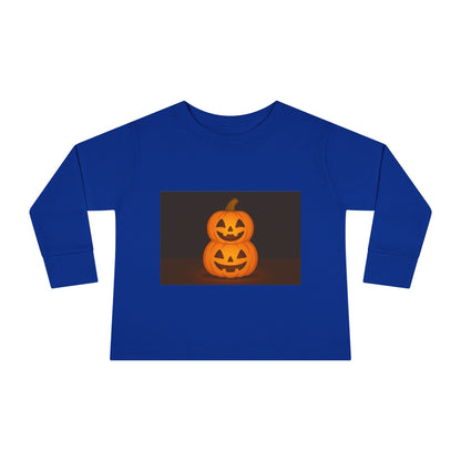 Halloween Pumpkin Toddler Long Sleeve Tee, Cute Kids Halloween Shirt, Pumpkin Shirt for Toddlers, Fall Apparel, Trick or Treat Outfit
