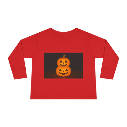 Halloween Pumpkin Toddler Long Sleeve Tee, Cute Kids Halloween Shirt, Pumpkin Shirt for Toddlers, Fall Apparel, Trick or Treat Outfit