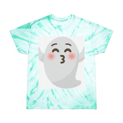 Joyful Tie-Dye Tee with Happy Ghost Design, Summer Vibes, Perfect for Halloween, Festivals, Cozy Casual Wear, Fun Gift Idea